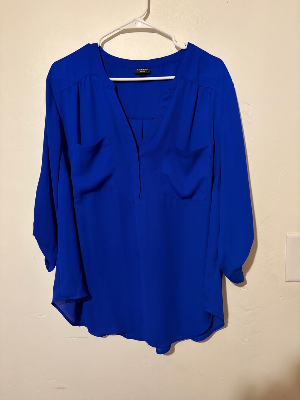 torrid Cobalt Blue Split V-Neck Blouse